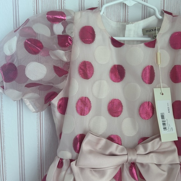 Pink Polka Dot Dress with Bow - Picture 3 of 3